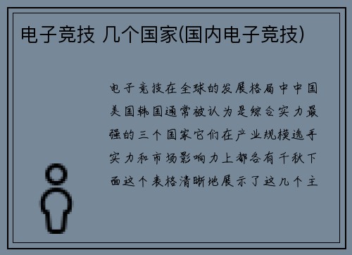 电子竞技 几个国家(国内电子竞技)